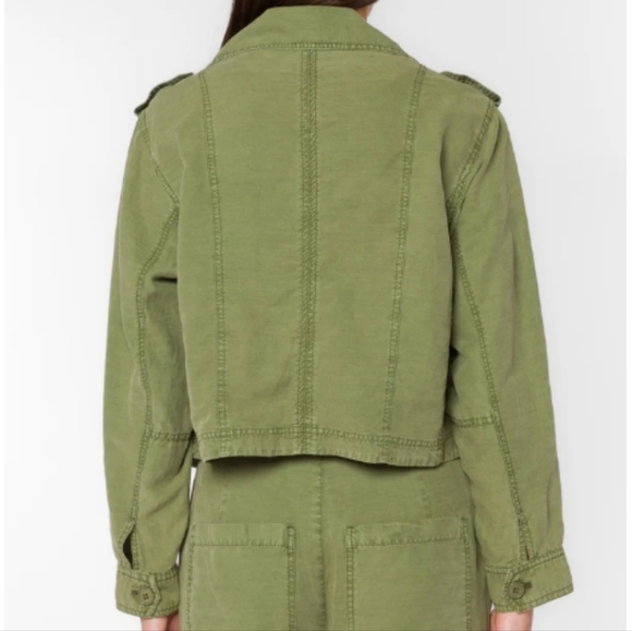 By Anthropologie Green Marley Linen Blend Oversized Utility Jacket S - Picture 2 of 9